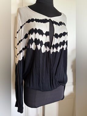 Young Fabulous & Broke Tie Dye Draped Top | Black White | Size M